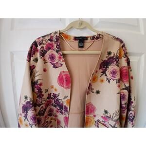 Joan Vass Duster Floral Purple Pink Size Medium Boho